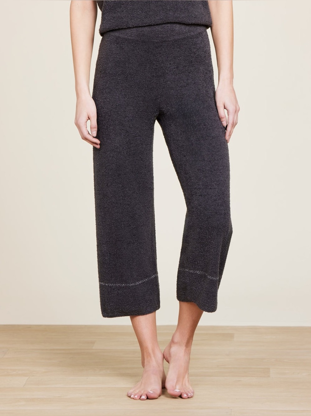 NWT Barefoot Dreams CCL Contrast Stitch Cropped Pant sz M carbon pearl (C)